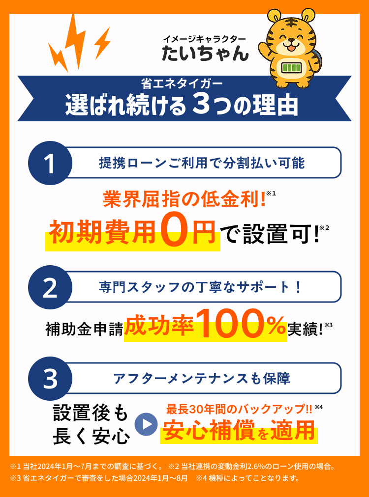 省エネタイガーが選ばれる3つの理由